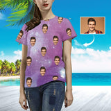 Custom Face Starry Sky Women's All Over Print T-shirt