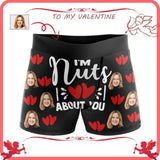 Custom Face I'm Nuts About You Red Love Men's All-Over Print Boxer Briefs