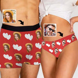Custom Couple Matching Briefs with Face Heart Underwear Add Your Own Personalized Photo or Image