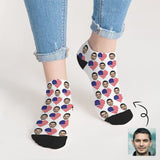 Custom Boyfriend Face Socks Personalized Love Flag Women's Ankle Socks