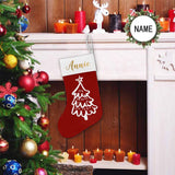 Custom Name Christmas Tree Red Background Christmas Stocking