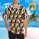 Custom Face Brown Black Puppy Men's All Over Print Hawaiian Shirt
