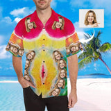 Custom Face Colorful Men's All Over Print Hawaiian Shirt