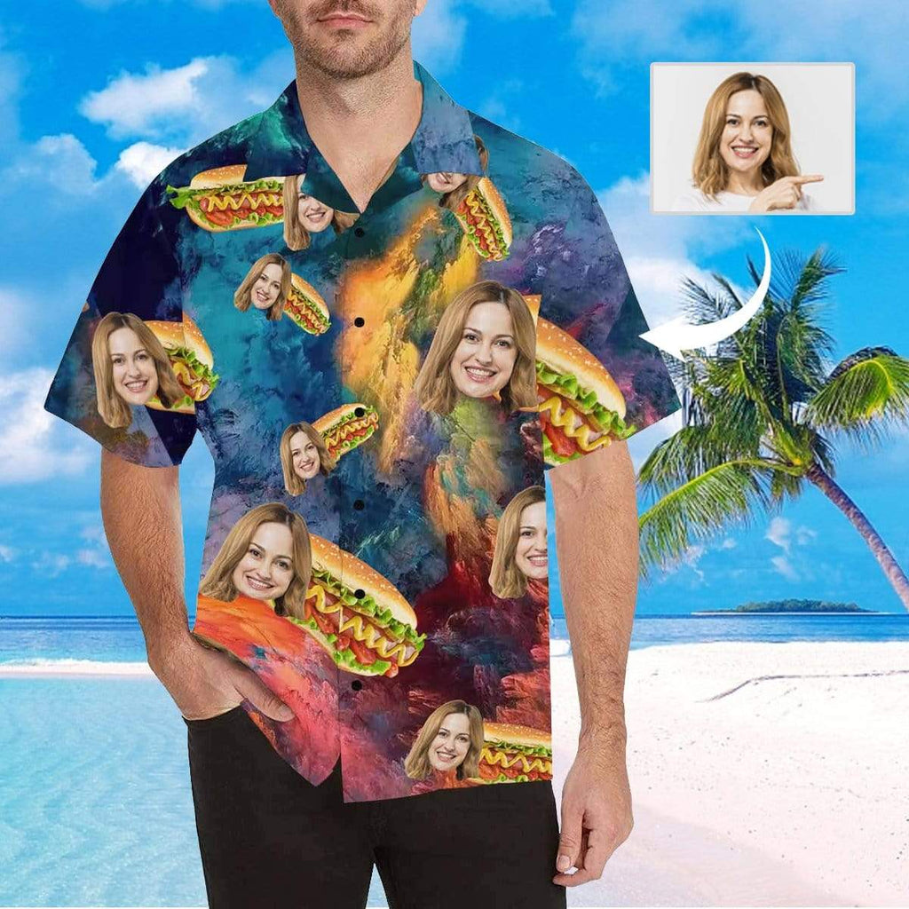 Custom Face Hamburger Men's All Over Print Hawaiian Shirt