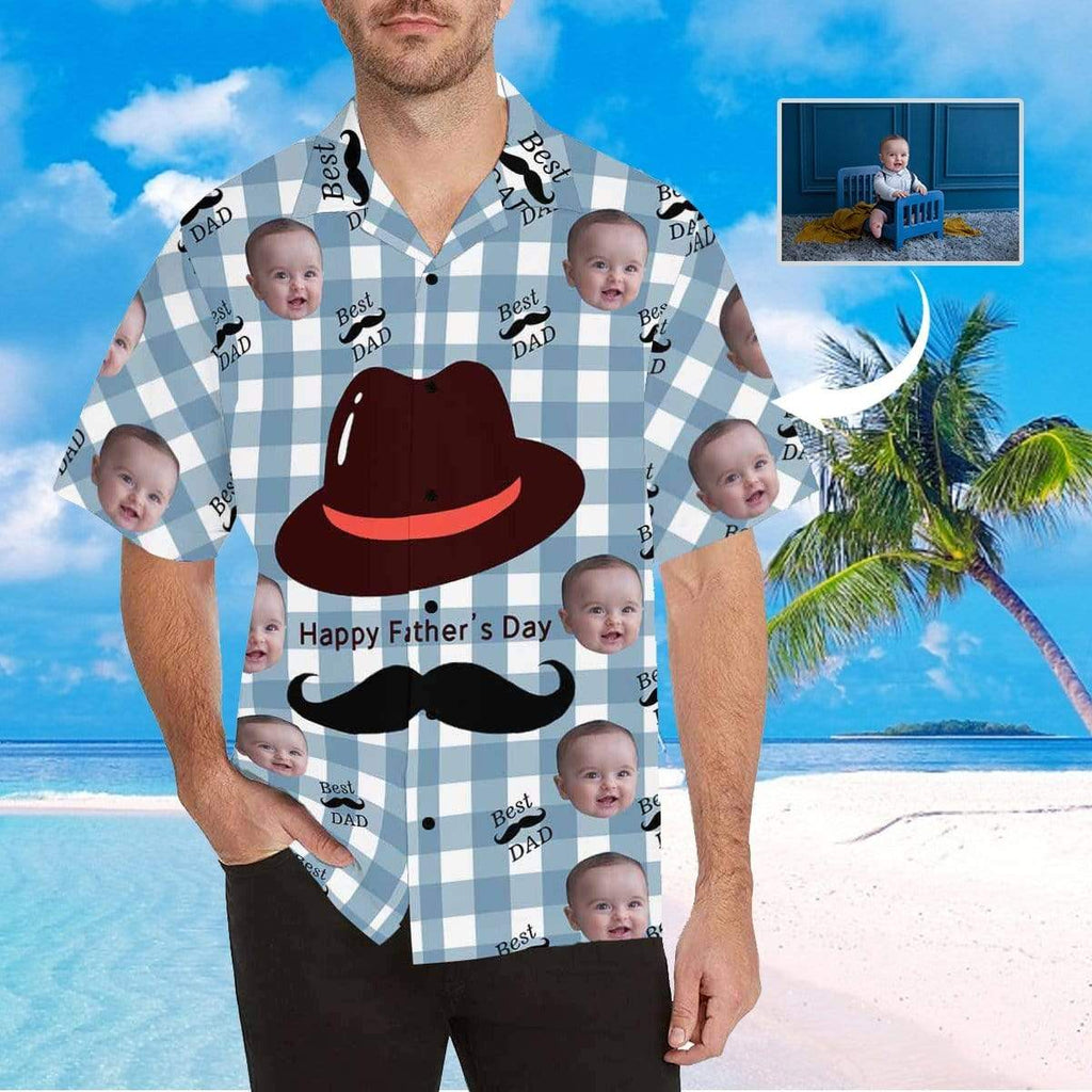 Custom Face Happy Father's Day Beard Men's All Over Print Hawaiian Shirt