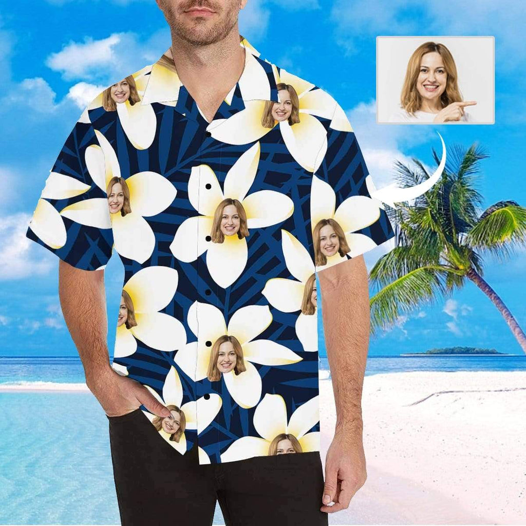 Custom Face Petals Men's All Over Print Hawaiian Shirt