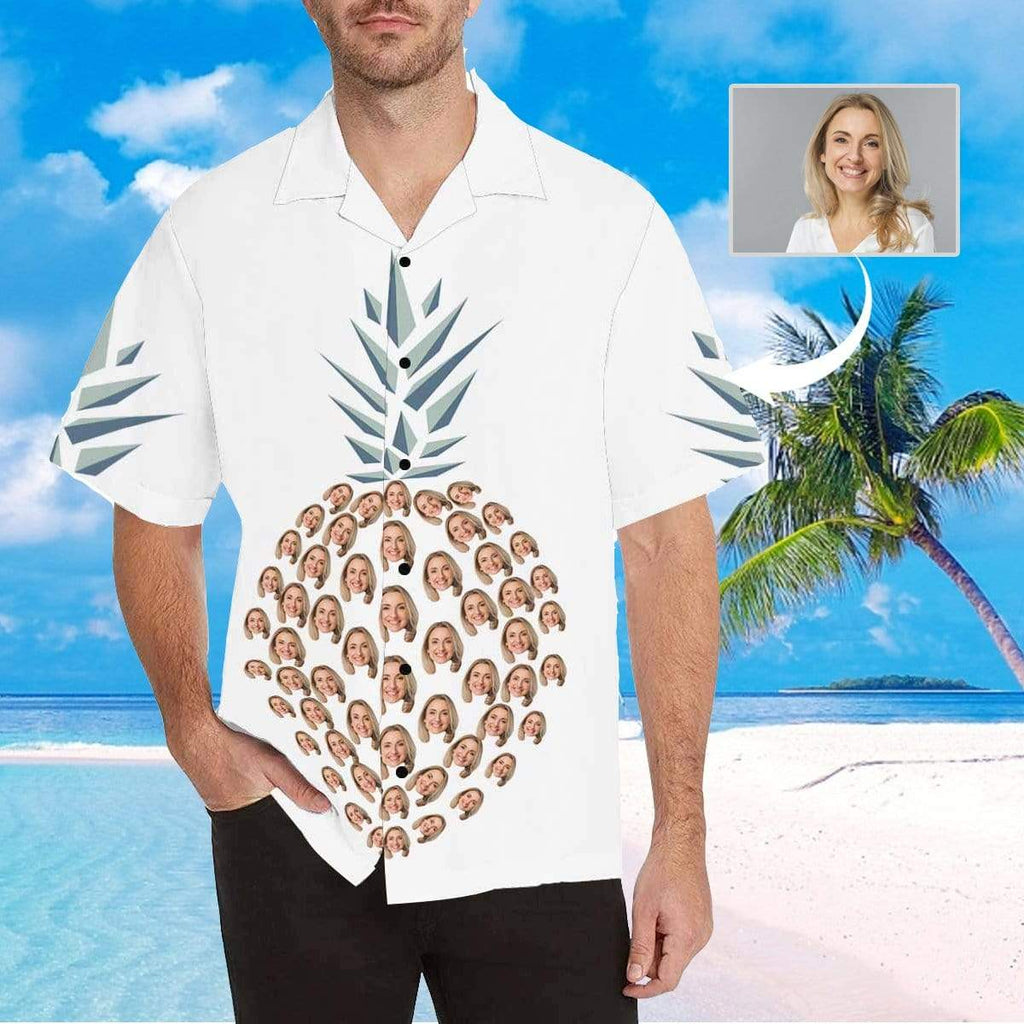 Custom Face Pineapple Circle Men's All Over Print Hawaiian Shirt