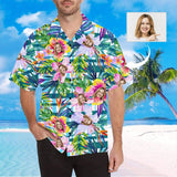 Custom Face Plaid Flower Men's All Over Print Hawaiian Shirt