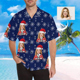 Custom Face Snowflake Men's All Over Print Hawaiian Shirt
