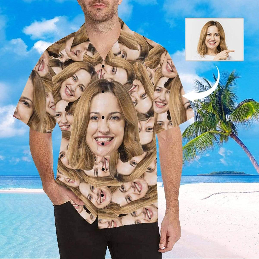 Custom Girlfriend Face Seamless Men's All Over Print Hawaiian Shirt
