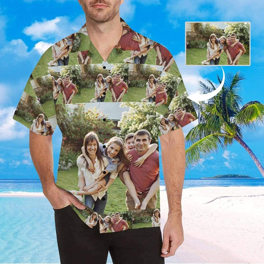 Custom Photo Big Picture Family Men's All Over Print Hawaiian Shirt