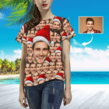 Custom Face Christmas Hat Seamless Women's All Over Print T-shirt