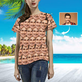 Custom Face Gesture Seamless Boyfriend Women's All Over Print T-shirt