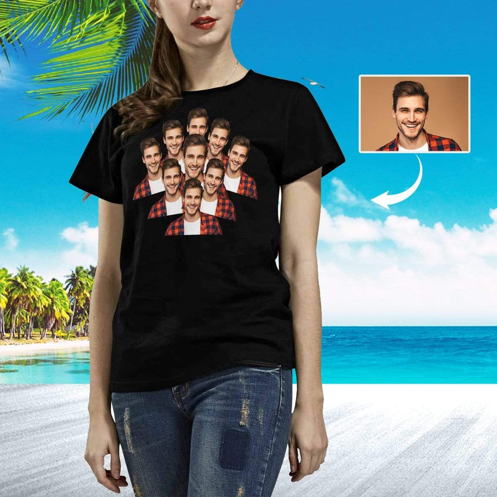 Custom Face Half-Length Boyfriend Women's All Over Print T-shirt
