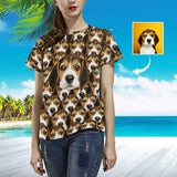Shop Custom Face Seamless Puppies Pet Women's All Over Print T-shirt
