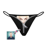 Custom Boyfriend Face Zipper Eyes Women's G-String Panties