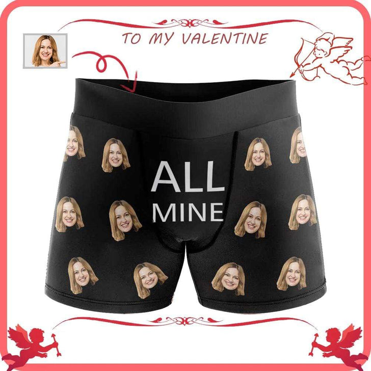 Custom Girlfriend Face Hug My Treasure Men's All-Over Print Boxer