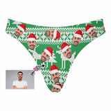 Custom Face Christmas Green Women's Classic Thong
