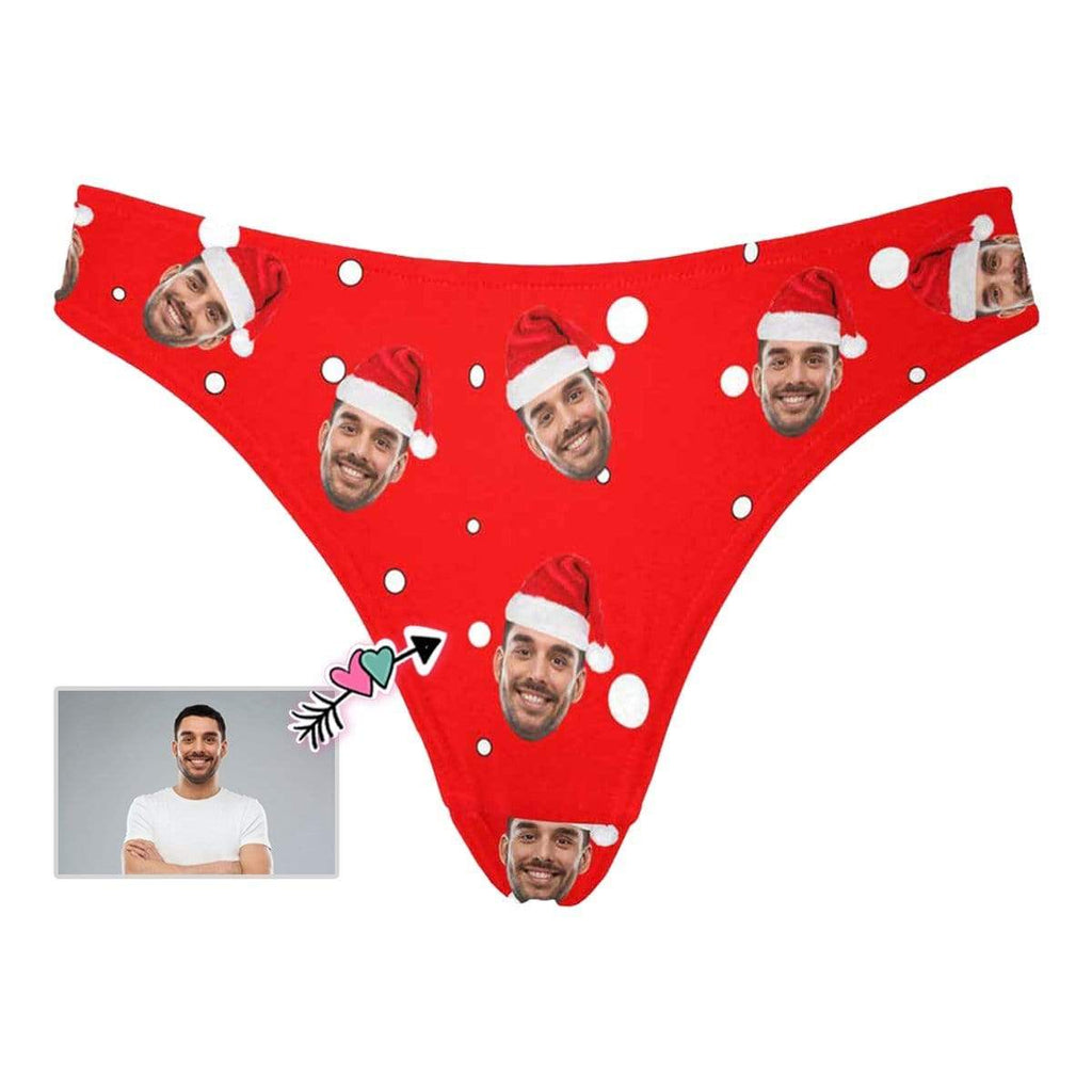 Custom Face Christmas Hat Red Women's Classic Thong