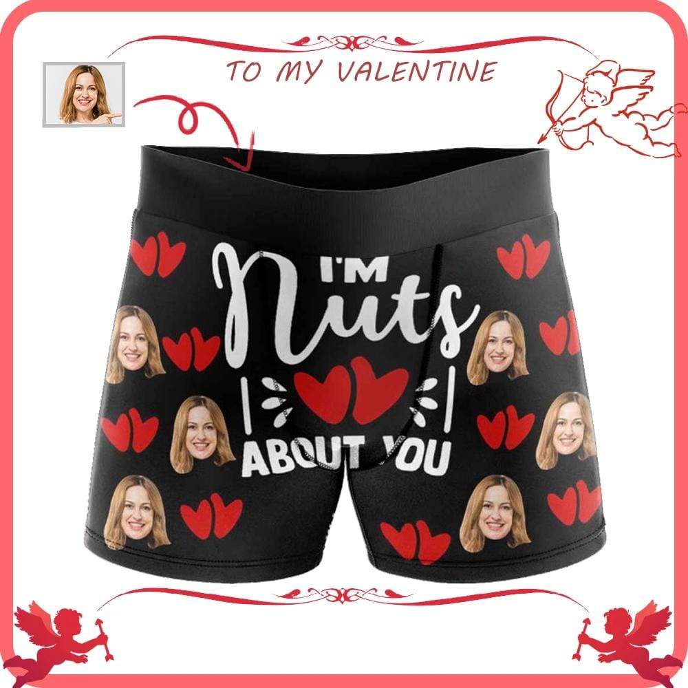 MybestBoxer Apparel & Accessories > Clothing > Underwear & Socks > Underwear Custom Face I'm Nuts About You Red Love Men's All-Over Print Boxer Briefs