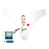 Custom Face Name White Women's Classic Thong