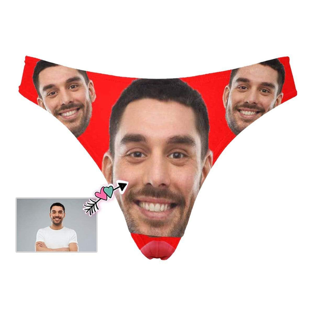 Custom Face Red Background Women's Classic Thong