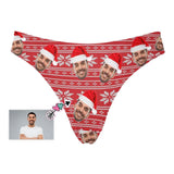 Custom Face Red Christmas Hat Women's Classic Thong