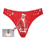 Custom Face Santa Snowflake Red Women's Classic Thong