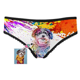 Custom Face Splash-Ink Dog Women's All Over Print High-cut Briefs