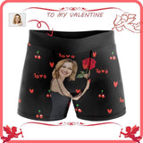 Custom Face Valentine's Day Rose Embrace Men's All-Over Print Boxer Briefs