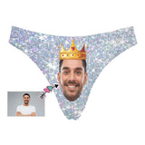 Custom Husband Face Shiny Silvery Women's Classic Thong