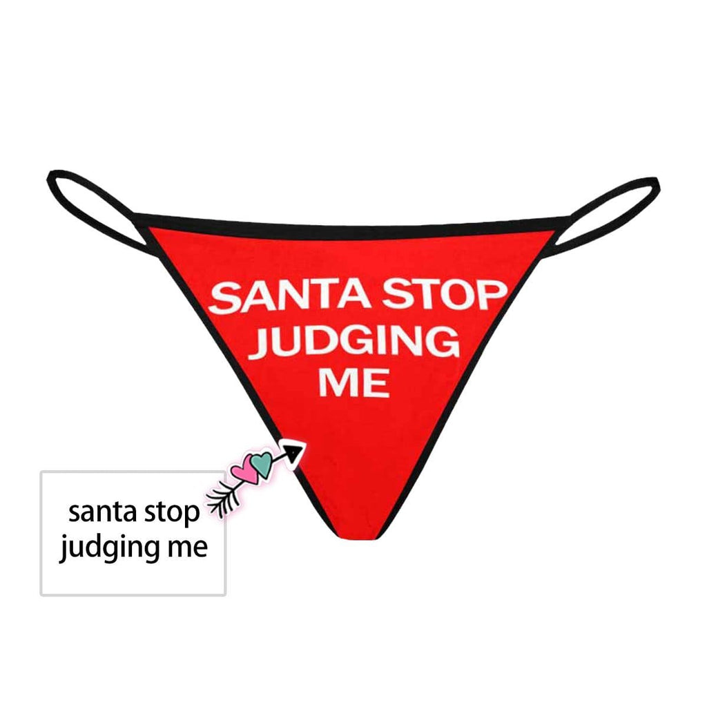 Custom Name Santa Stop G-String Panties