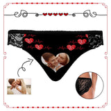Custom Photo Love Heart Women's Lace Panty