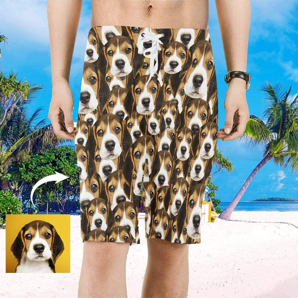 Custom Face Dog Men's All Over Print Beach Shorts