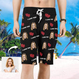 Custom Face Love You Heart Men's All Over Print Beach Shorts