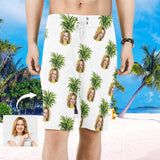 Custom Face Pineapple Men's All Over Print Beach Shorts