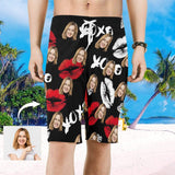 Custom Face Red Lip Men's All Over Print Beach Shorts