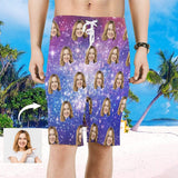 Custom Face Starry Sky Men's All Over Print Beach Shorts