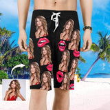 Custom Photo Cartoon Sexy Lip Men's All Over Print Beach Shorts