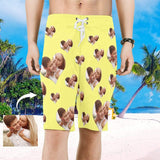Custom Photo Yellow Heart Men's All Over Print Beach Shorts