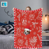 Custom Face Christmas Red Ultra-Soft Micro Fleece Blanket