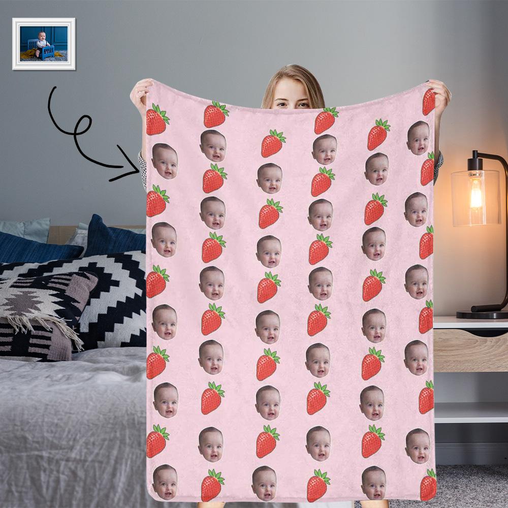 Custom Face Strawberry Ultra-Soft Micro Fleece Blanket