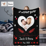 Custom Photo&Text I Love You Ultra-Soft Micro Fleece Blanket