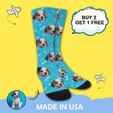 Custom Dog Face Paw and Bone Sublimated Crew Socks