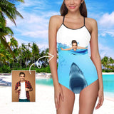 Custom Face Shark Ocean Women's Slip One Piece Swimsuit
