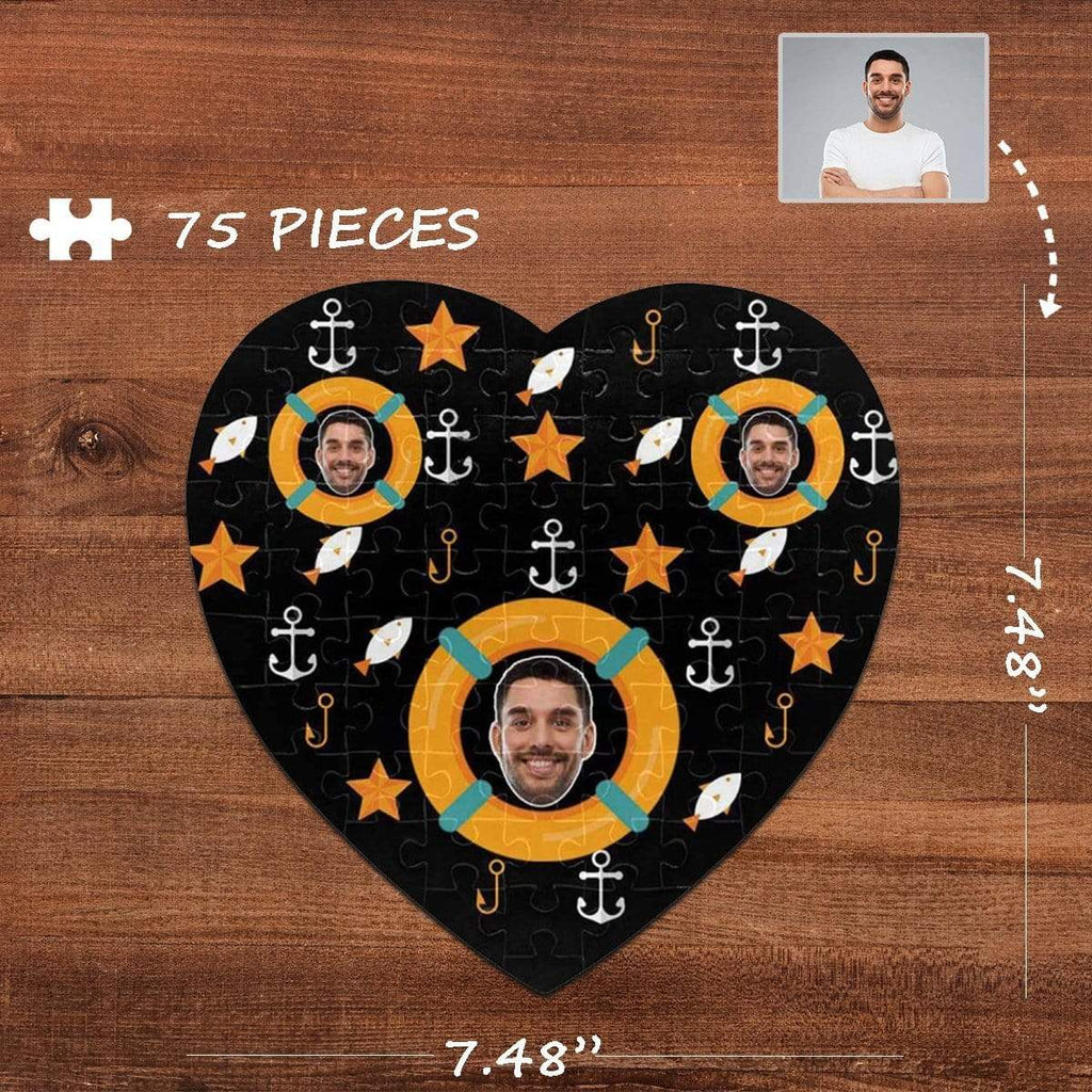 Custom Face Anchor Heart-Shaped Jigsaw Puzzle Best Indoor Gifts 75 Pieces