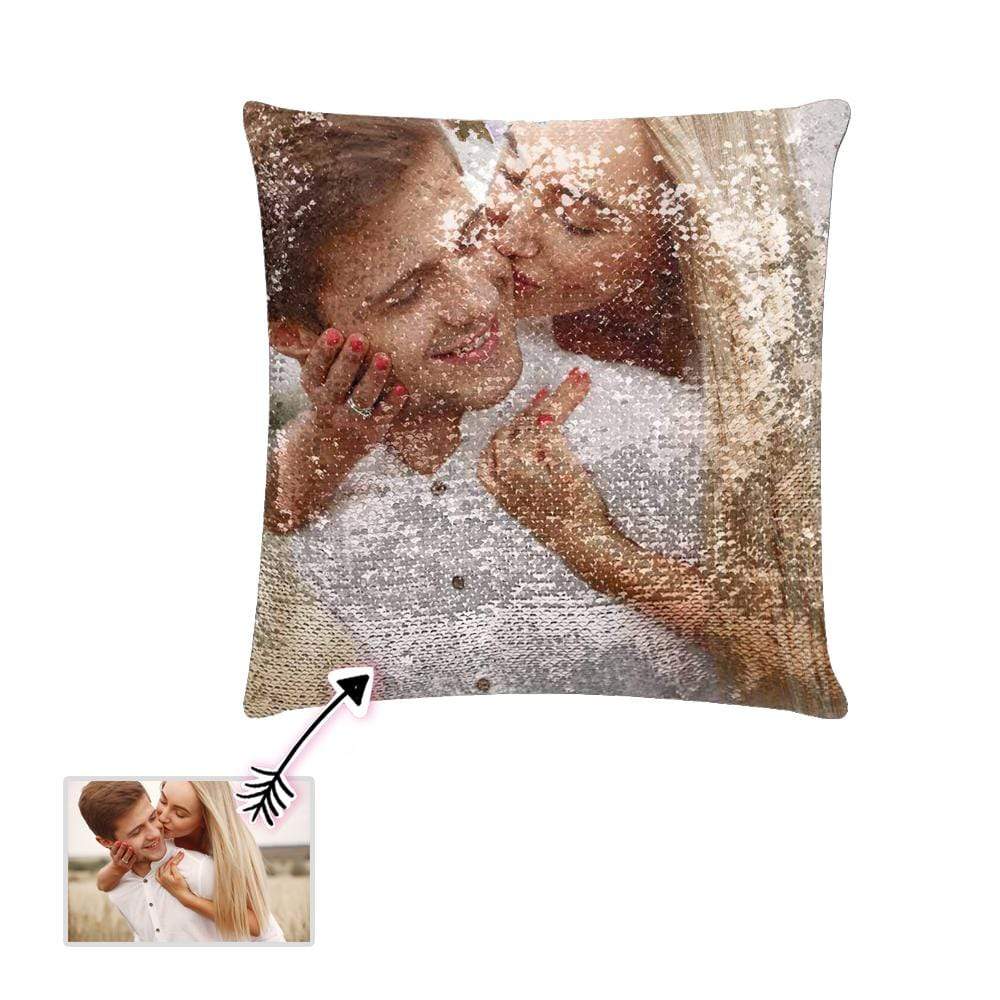Custom Couple Photo Sequin Pillow Case