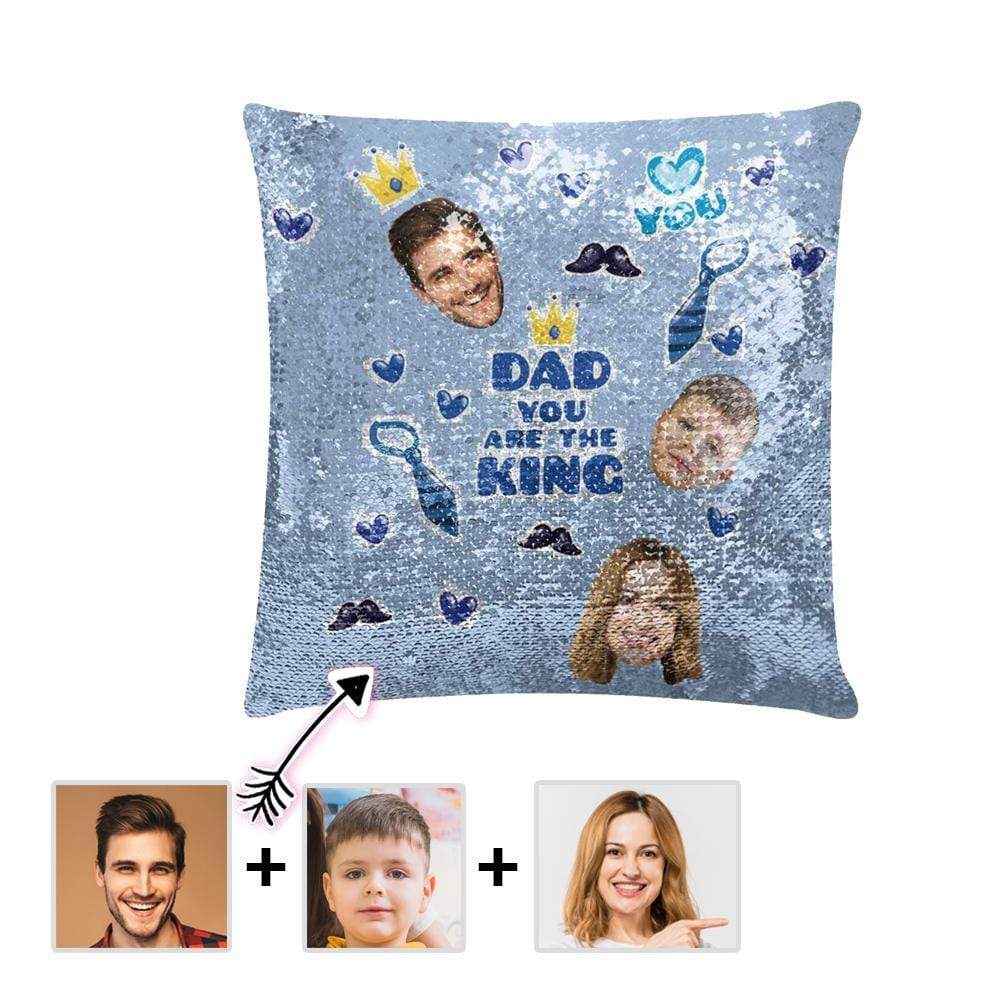 Custom Face King Dad Sequin Pillow Case