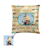 Custom Photo Mustache Sequin Pillow Case