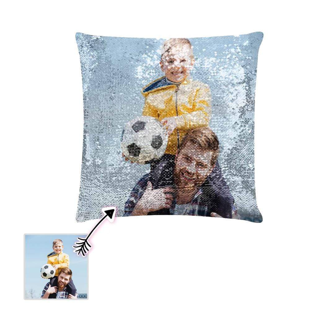Custom Photo With Dad Sequin Pillow Case